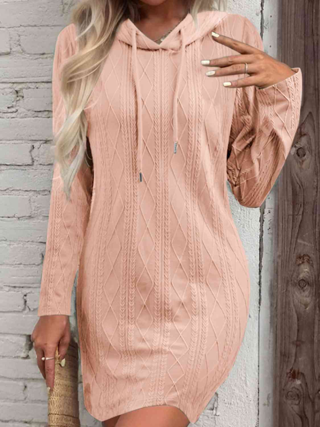 Drawstring Hooded Sweater Dress - Premium   - Just $42.95! Shop now at LACEDUPED