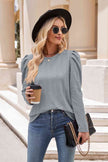 Round Neck Puff Sleeve Blouse - Premium   - Just $33.95! Shop now at LACEDUPED