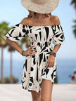 Printed Off-Shoulder Smocked Waist Dress - Premium   - Just $38.95! Shop now at LACEDUPED