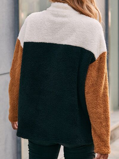 Color Block Quarter Zip Dropped Shoulder Sweatshirt - Premium   - Just $42.95! Shop now at LACEDUPED