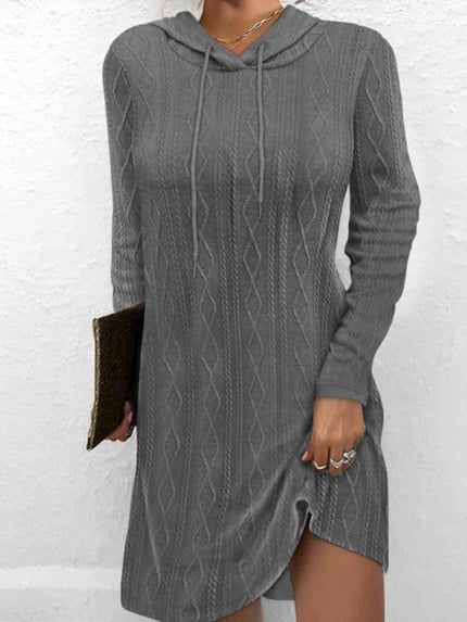 Drawstring Hooded Sweater Dress - Premium   - Just $42.95! Shop now at LACEDUPED