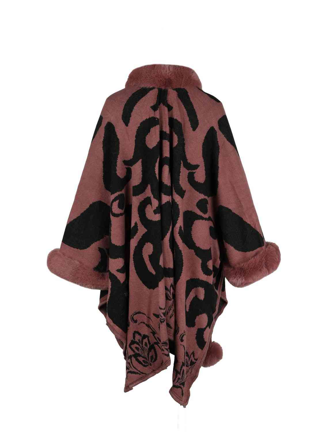 Faux Fur Trim Poncho - Premium   - Just $65.95! Shop now at LACEDUPED