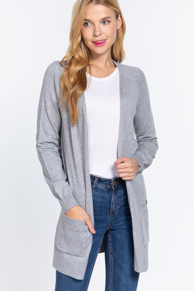 ACTIVE BASIC Open Front Long Sleeve Cardigan - Premium   - Just $48.95! Shop now at LACEDUPED