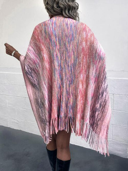 Heathered Fringe Hem Poncho - Premium   - Just $48.95! Shop now at LACEDUPED