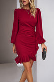 Ruched Ruffled Balloon Sleeve Mini Dress - Premium   - Just $40.95! Shop now at LACEDUPED