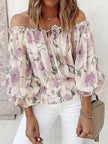 Floral Off-Shoulder Flounce Sleeve Blouse - Premium   - Just $40.95! Shop now at LACEDUPED