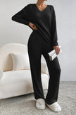 Ribbed V-Neck Top and Pants Set - Premium   - Just $62.95! Shop now at LACEDUPED