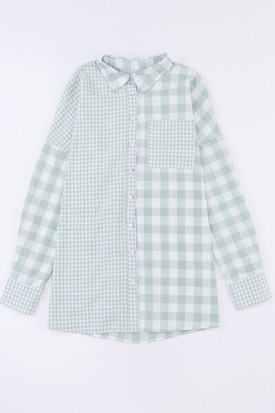 Pocketed Plaid Dropped Shoulder Shirt - Premium   - Just $49.95! Shop now at LACEDUPED