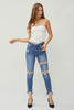 RISEN Distressed Frayed Hem Slim Jeans - Premium   - Just $94.95! Shop now at LACEDUPED