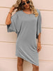 Round Neck Three-Quarter Sleeve Tee Dress - Premium   - Just $32.95! Shop now at LACEDUPED