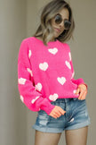 Heart Round Neck Dropped Shoulder Sweater - Premium   - Just $54.95! Shop now at LACEDUPED