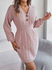 Buttoned Cable-Knit V-Neck Sweater Dress - Premium   - Just $44.76! Shop now at LACEDUPED