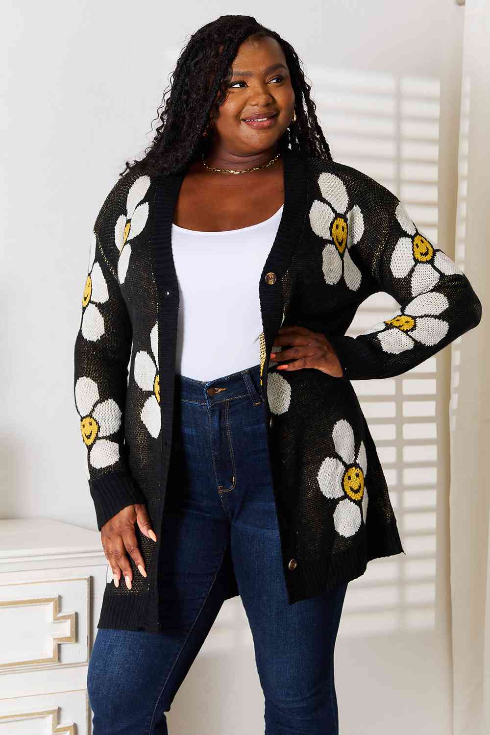 Double Take Floral Button Down Longline Cardigan - Premium   - Just $50.95! Shop now at LACEDUPED