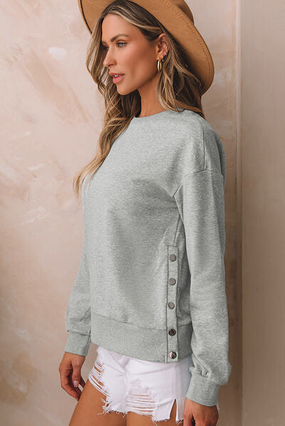 Round Neck Dropped Shoulder Sweatshirt - Premium   - Just $48.95! Shop now at LACEDUPED