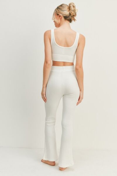 Kimberly C Waffle Tank and High Waist Flare Pants Set - Premium   - Just $73.95! Shop now at LACEDUPED