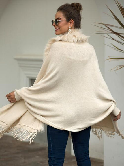 Fringe Open Front Long Sleeve Poncho - Premium   - Just $62.95! Shop now at LACEDUPED