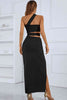 One-Shoulder Cutout Front Split Maxi Dress - Premium   - Just $150.95! Shop now at LACEDUPED