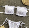 Frill Trim Ruched Bikini Set - Premium   - Just $33.95! Shop now at LACEDUPED