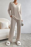 Ribbed V-Neck Top and Pants Set - Premium   - Just $62.95! Shop now at LACEDUPED