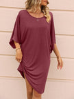 Round Neck Three-Quarter Sleeve Tee Dress - Premium   - Just $32.95! Shop now at LACEDUPED