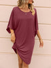 Round Neck Three-Quarter Sleeve Tee Dress - Premium   - Just $32.95! Shop now at LACEDUPED