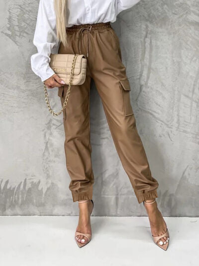 Tied High Waist Pants with Pockets - Premium   - Just $55.95! Shop now at LACEDUPED