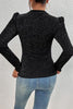 Metallic Round Neck Puff Sleeve Blouse - Premium   - Just $32.95! Shop now at LACEDUPED