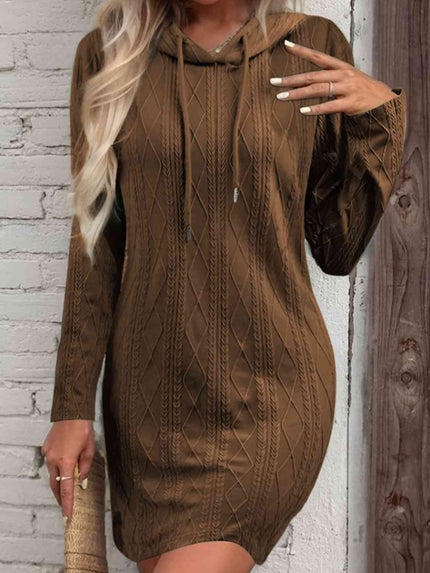 Drawstring Hooded Sweater Dress - Premium   - Just $42.95! Shop now at LACEDUPED