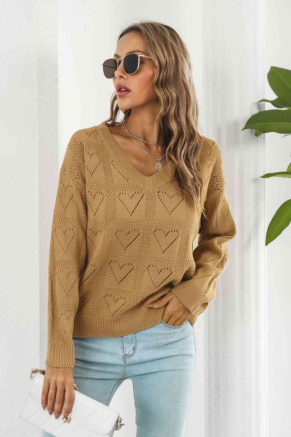 V-Neck Drop Shoulder Sweater - Premium   - Just $42.95! Shop now at LACEDUPED