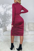 Ruched Mock Neck Long Sleeve Dress - Premium   - Just $39.95! Shop now at LACEDUPED