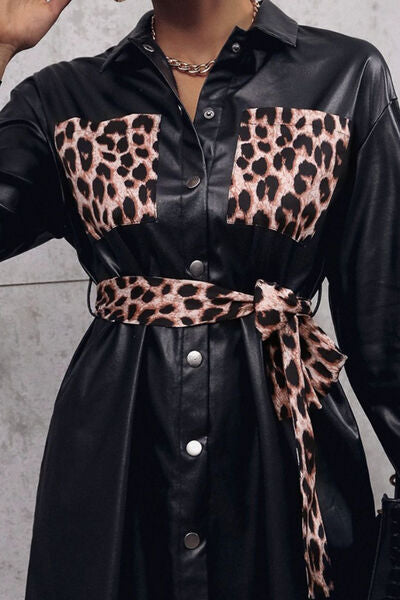 Tied Leopard Snap Down Trench Coat - Premium   - Just $60.95! Shop now at LACEDUPED