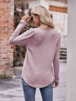 Double Take Pleated Detail Curved Hem Long Sleeve Top - Premium   - Just $36.95! Shop now at LACEDUPED