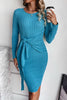 Ribbed Tied Long Sleeve Wrap Dress - Premium   - Just $34.95! Shop now at LACEDUPED