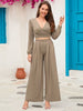 Surplice Top and Wide Leg Pants Set - Premium   - Just $68.95! Shop now at LACEDUPED