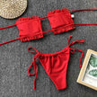 Frill Trim Ruched Bikini Set - Premium   - Just $33.95! Shop now at LACEDUPED