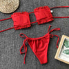 Frill Trim Ruched Bikini Set - Premium   - Just $33.95! Shop now at LACEDUPED