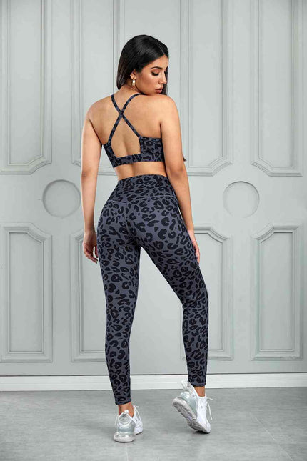 Leopard Cutout Sports Bra and Leggings Set - Premium   - Just $59.95! Shop now at LACEDUPED