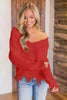 Frayed Hem Dropped Shoulder Sweater - Premium   - Just $43.95! Shop now at LACEDUPED