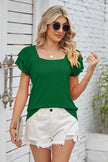 Square Neck Flutter Sleeve T-Shirt - Premium   - Just $31.95! Shop now at LACEDUPED