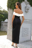 Contrast Off-Shoulder Slit Dress - Premium   - Just $43.96! Shop now at LACEDUPED