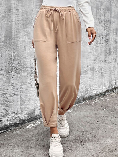 Drawstring Straight Pants with Pockets - Premium   - Just $35.95! Shop now at LACEDUPED