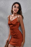 Ruched Cowl Neck Spaghetti Strap Dress - Premium   - Just $33.95! Shop now at LACEDUPED