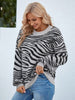 Animal Print Round Neck Dropped Shoulder Sweater - Premium   - Just $54.95! Shop now at LACEDUPED