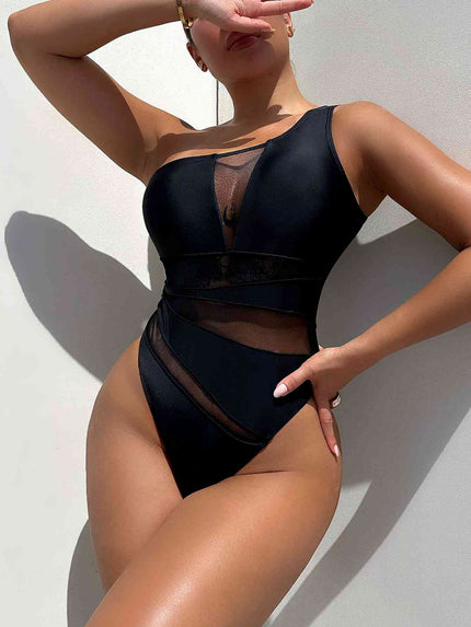 One-Shoulder Sleeveless One-Piece Swimsuit - Premium   - Just $34.95! Shop now at LACEDUPED