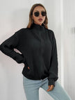 Turtleneck Zip Up Long Sleeve Knit Top - Premium   - Just $48.95! Shop now at LACEDUPED