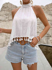 Tied Openwork Tassel Grecian Sleeveless Top - Premium   - Just $38.95! Shop now at LACEDUPED