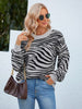 Animal Print Round Neck Dropped Shoulder Sweater - Premium   - Just $54.95! Shop now at LACEDUPED