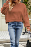 Round Neck Dropped Shoulder Sweater - Premium   - Just $68.95! Shop now at LACEDUPED