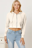 Waffle-Knit Drawstring Zip Up Hoodie - Premium   - Just $50.95! Shop now at LACEDUPED