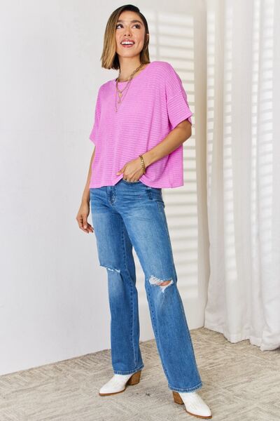 Zenana Full Size Round Neck Short Sleeve T-Shirt - Premium   - Just $32.95! Shop now at LACEDUPED